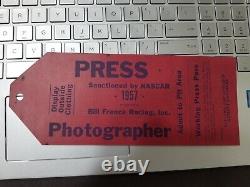 1957 Daytona Beach Stock Car Race Press Pass Ticket Pit Bill France Cotton Owens