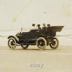 Carte postale rare de Daytona Beach en Floride, course de voitures anciennes c1915, course sur la plage en Floride.