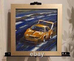 Peinture à l'huile NASCAR de 1970 Original Dodge Daytona Isaac Petty Am Race Car Fine Art