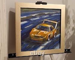 Peinture à l'huile NASCAR de 1970 Original Dodge Daytona Isaac Petty Am Race Car Fine Art