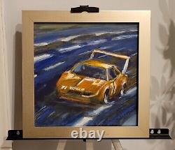 Peinture à l'huile NASCAR de 1970 Original Dodge Daytona Isaac Petty Am Race Car Fine Art