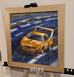 Peinture à l'huile NASCAR de 1970 Original Dodge Daytona Isaac Petty Am Race Car Fine Art