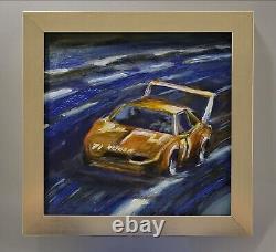 Peinture à l'huile NASCAR de 1970 Original Dodge Daytona Isaac Petty Am Race Car Fine Art