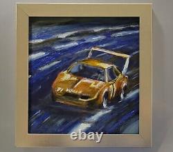 Peinture à l'huile NASCAR de 1970 Original Dodge Daytona Isaac Petty Am Race Car Fine Art