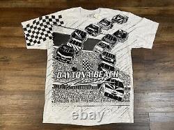 T-shirt AOP VTG 2000s NASCAR Daytona Beach Racing Cars Taille XL Neuf avec étiquette