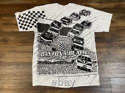 T-shirt AOP VTG 2000s NASCAR Daytona Beach Racing Cars Taille XL Neuf avec étiquette